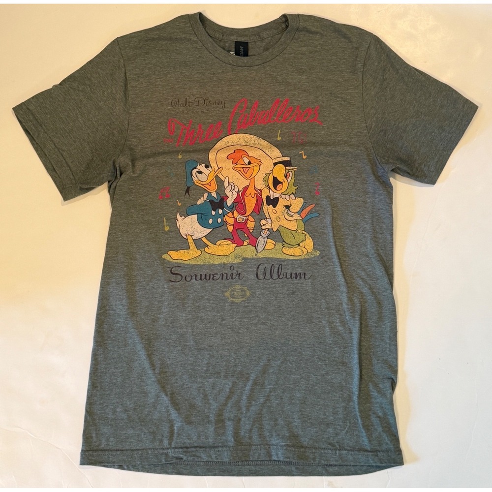 Disney Three Caballeros 75th Anniversary Souvenir Album T-Shirt Gray Small